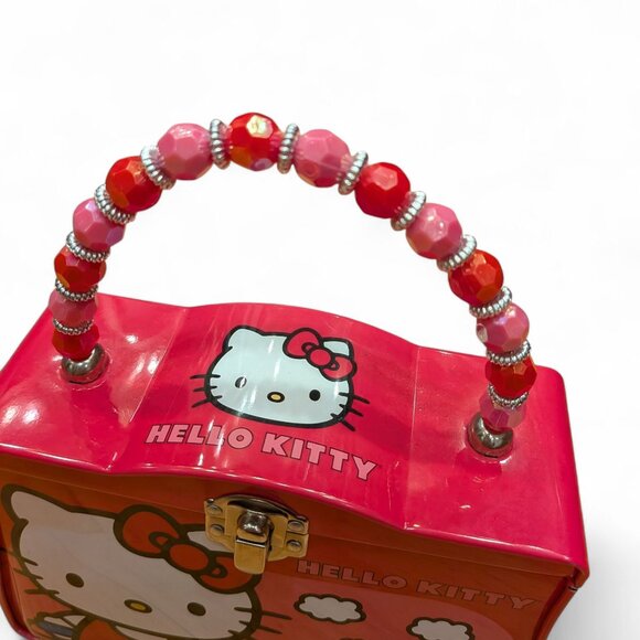 Hello Kitty Tin Lunch Box 2012 Sanrio Beaded Handle Pink Metal Collectible EUC - Picture 3 of 6